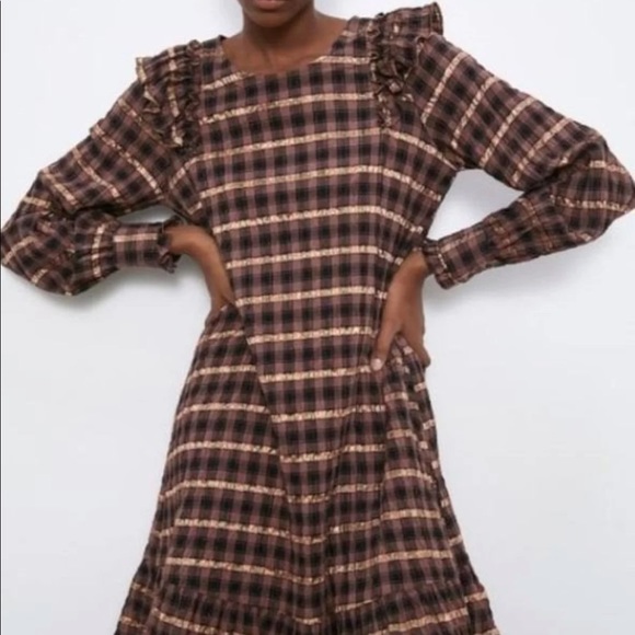 zara brown plaid dress Zara | Dresses | Zara Brown Plaid Check Mini Dress